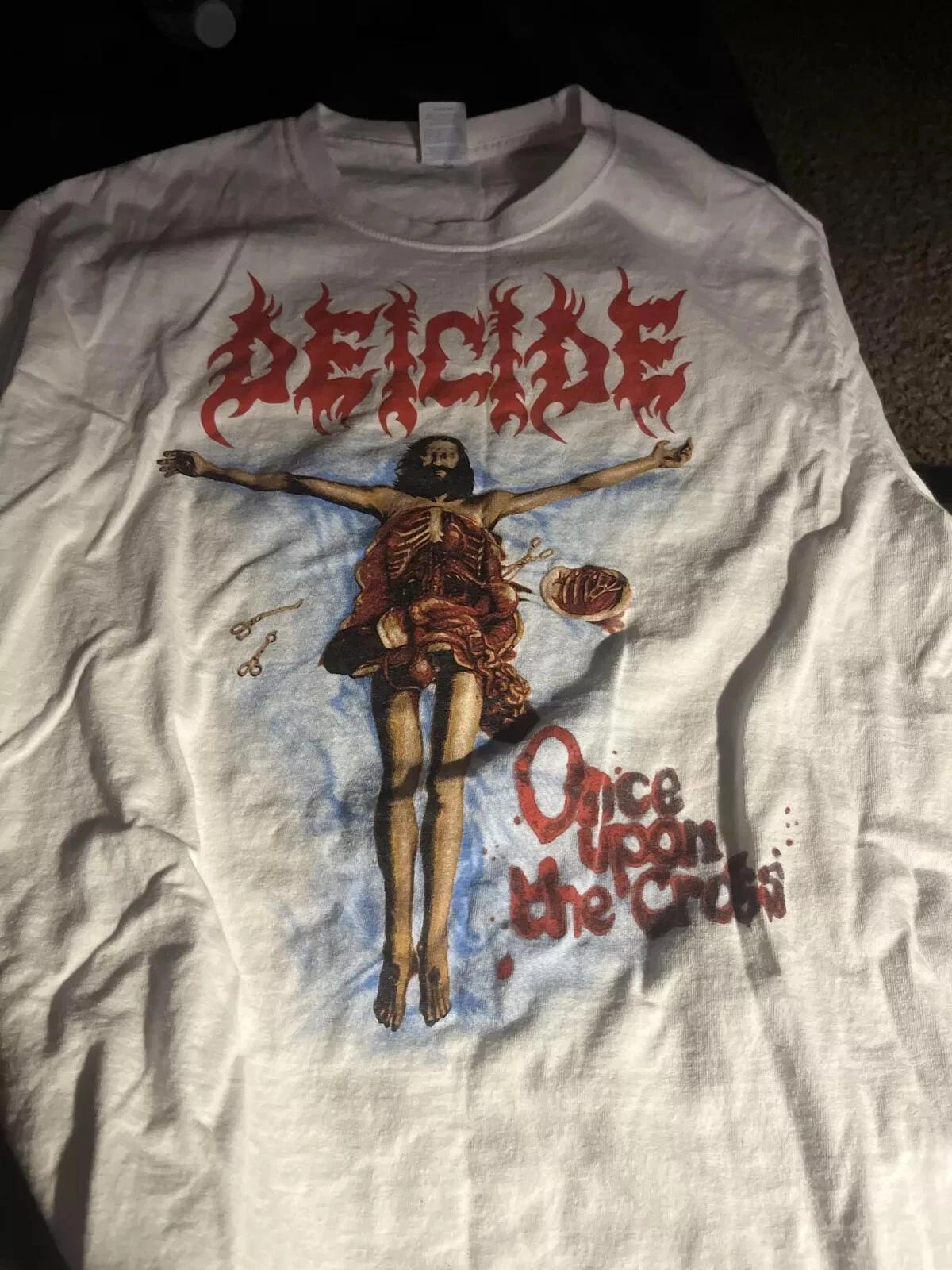 Deicide band Once Upon The Cross white short sleeve T shirt 90s XL
