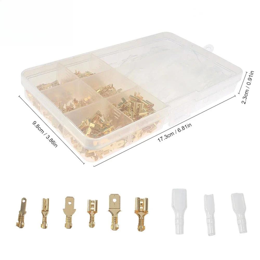270pcs 2.8mm 4.8mm 6.3mm Crimping Terminal Connector Cold-pressed Spring Insert Plate Male and Female Terminal Connectors Kit