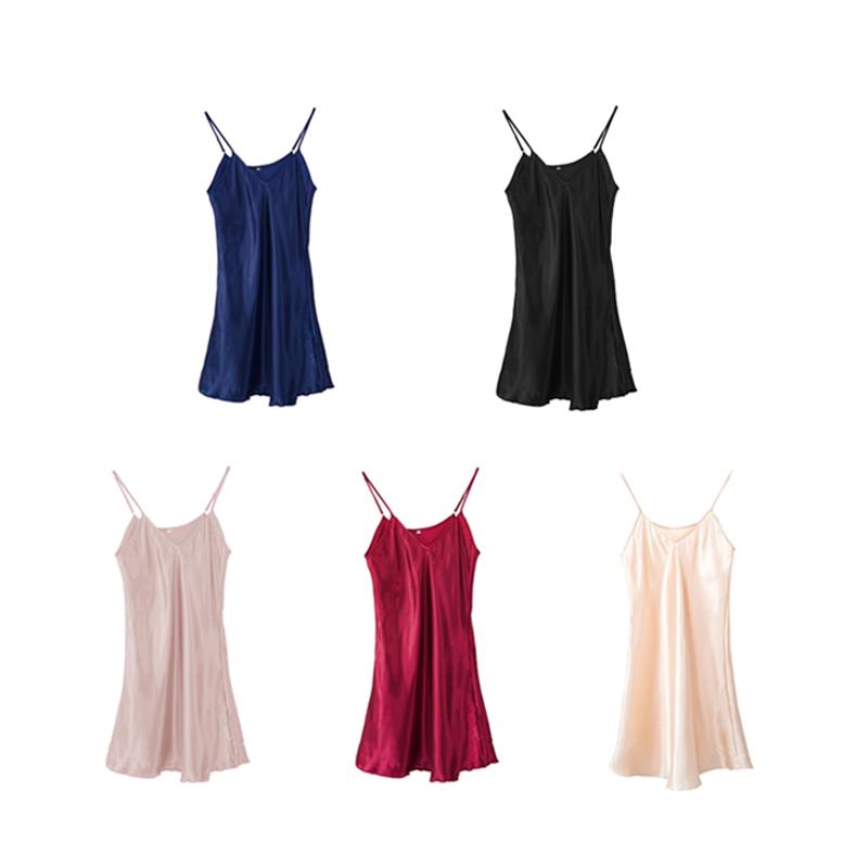 Women's Ice Silk Nightdress Thin Camisole Sexy Imitation Silk Pajamas Loose Home Clothes