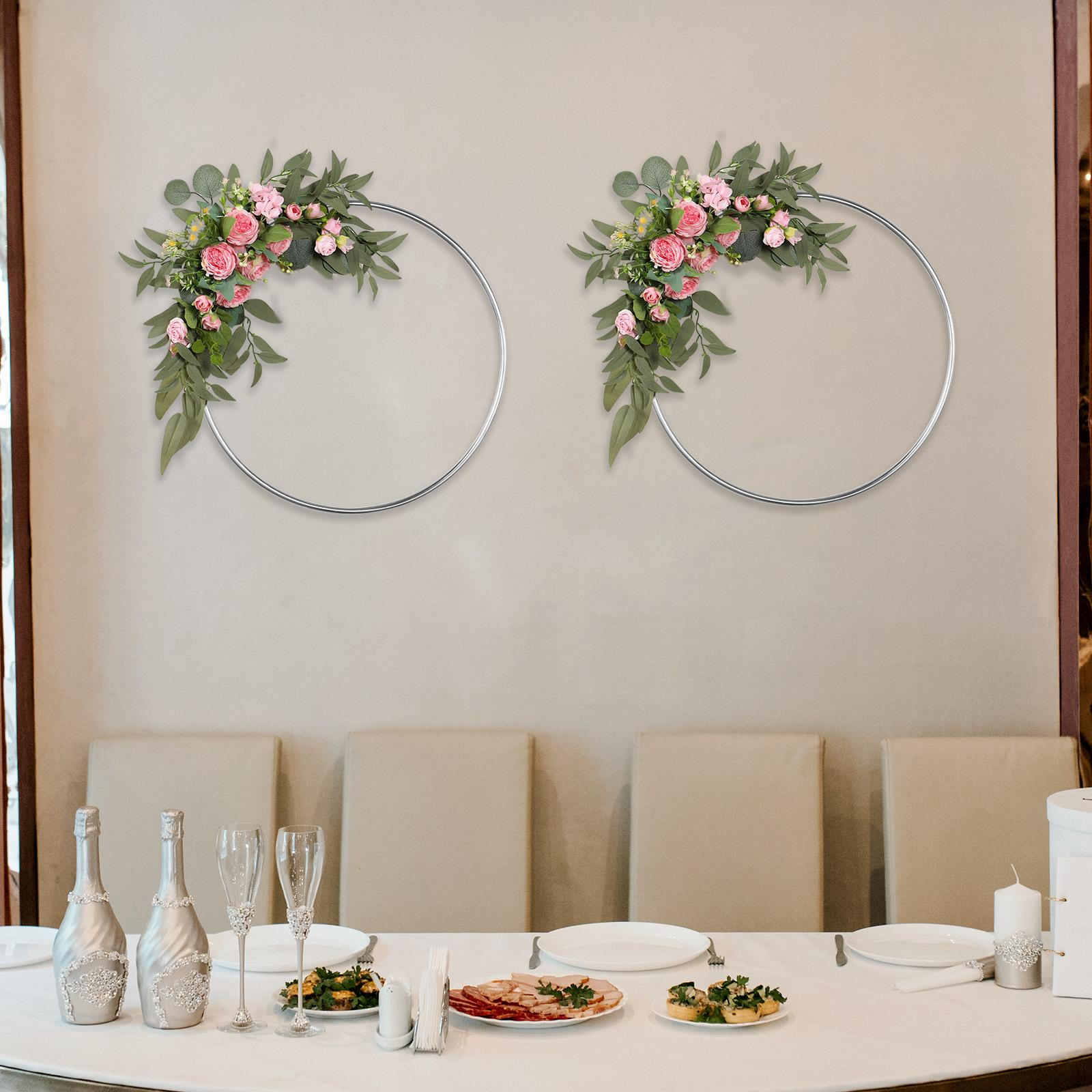 

2 шт. Металлические флористические обручи Кольца-обручи Круг Венок для поделок Офисные подвески для растений Silver 20 cm