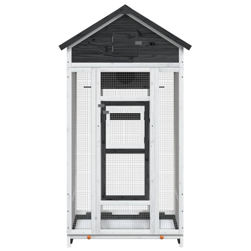 Vidaxl Bird Cage, Grey, 91.5X53X170 Cm, Solid Pine Wood