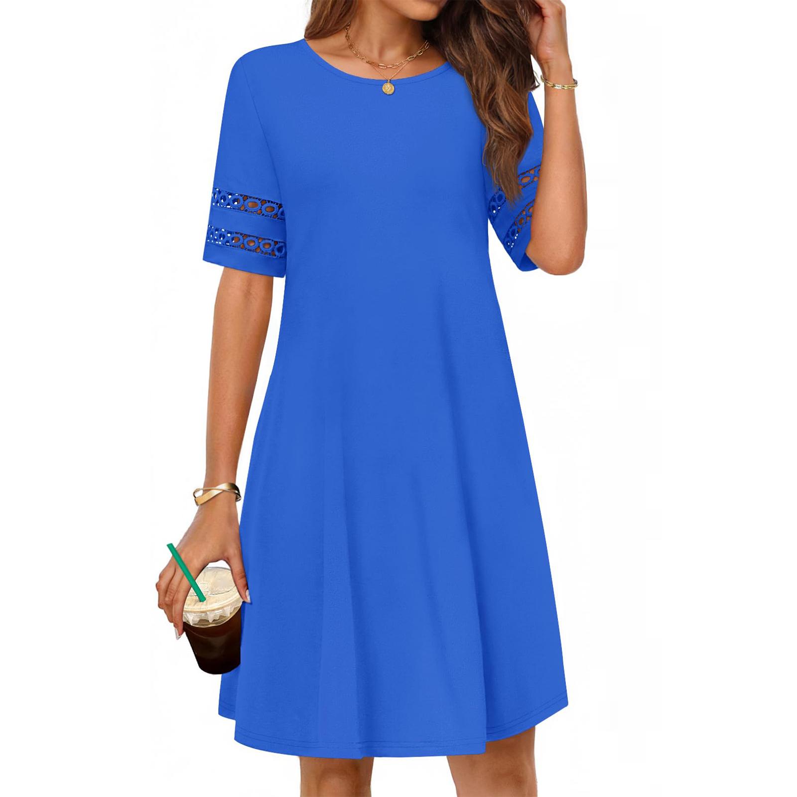 

Women s Summer Spring Casual T Shirt Dress Short Sleeve Vacation Sundress XL