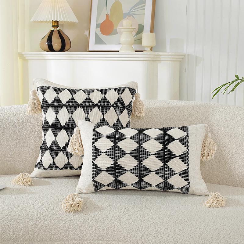 American Multicolor Jacquard Throw Pillow Cover for Sofa, Bed, Chair, and Car