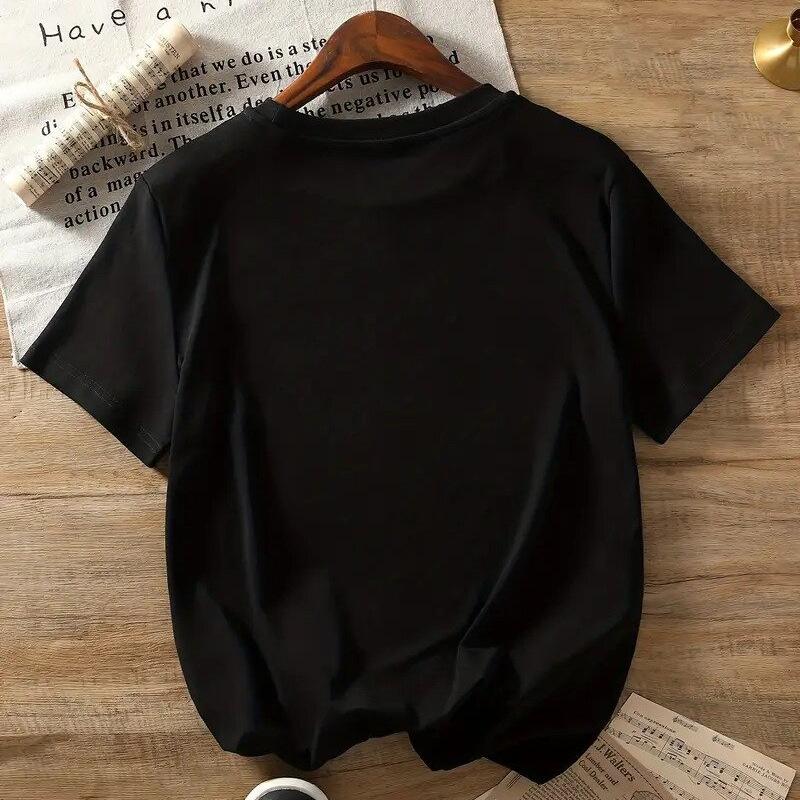 Cotton T-shirt Loose and Fashionable Round Neck Short-sleeved Top