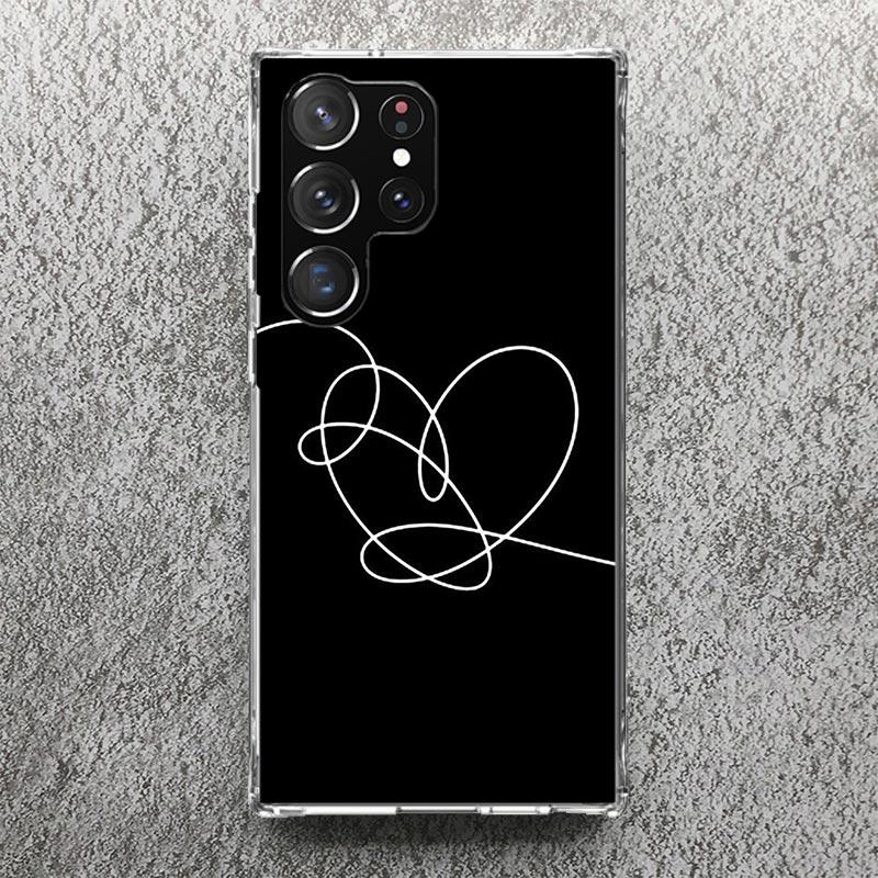 Love Yourself Flower Heart Line Kpop Phone Case For Samsung Galaxy S25 S24 S23 Ultra S22 Plus S21 S20 FE S10 + S25Ultra S24U Sof