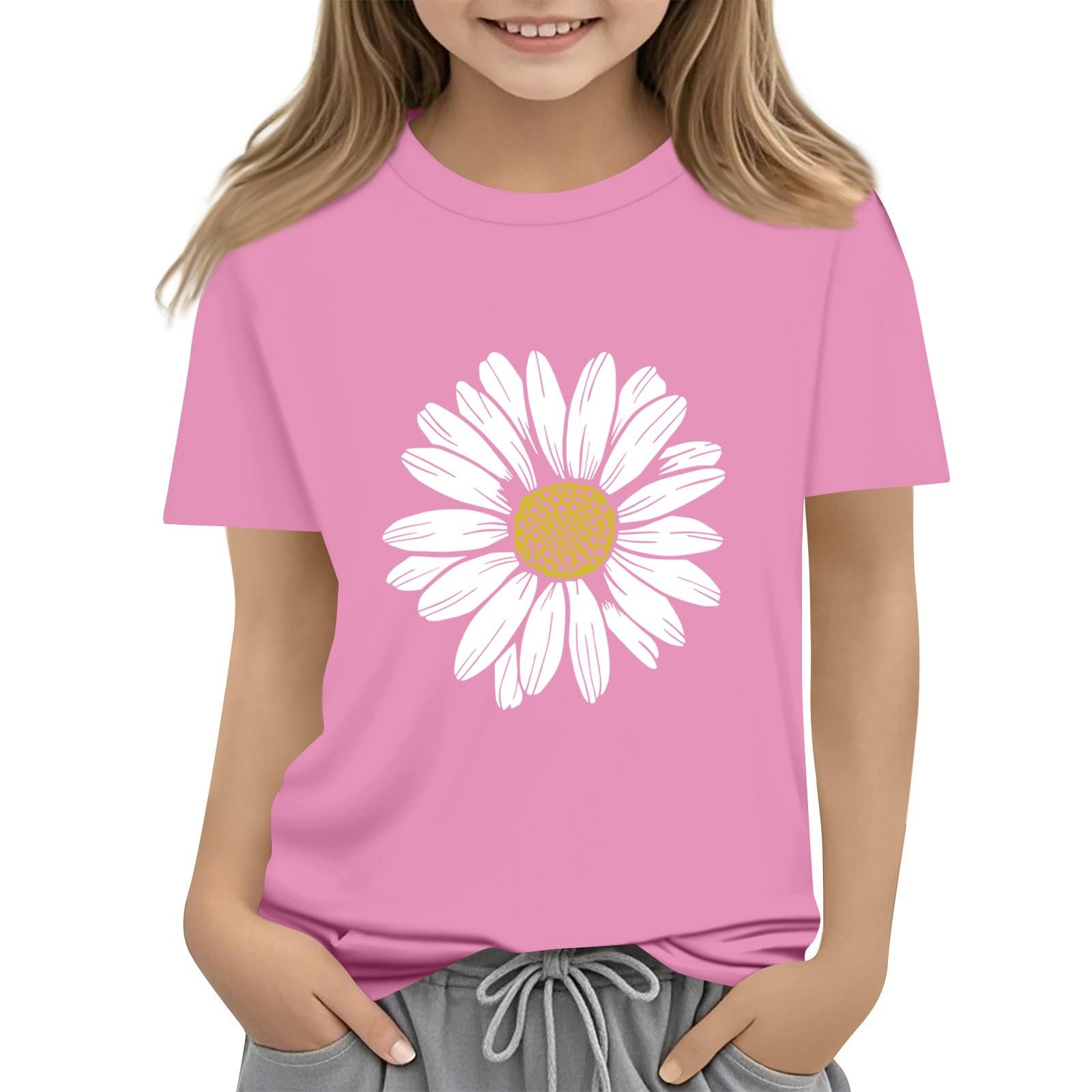 

Летний детский топ с круглым вырезом и короткими рукавами с изображением подсолнуха 160 розовый