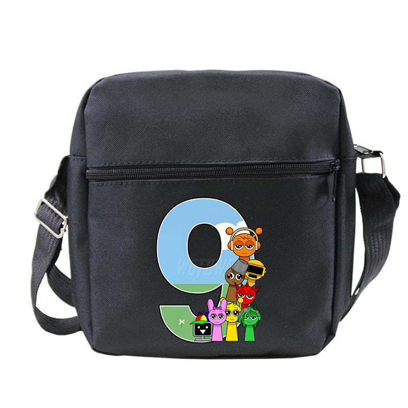 Fashion Children'S Shoulder Bag 26 Letters Personalized Printing Rhythm Box Black Messenger Bag Stationery Bag