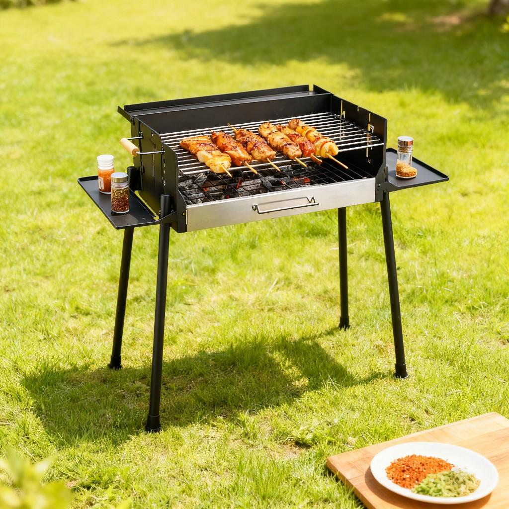 Large Outdoor Charcoal BBQ Grill for 5+ People - Ideal for Camping and Commercial Use