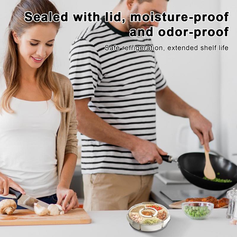 Divided Serving Tray Food Platter For Fruit Refrigerator Organizer Case Veggie Platter With Handle For Travel Party Picnic