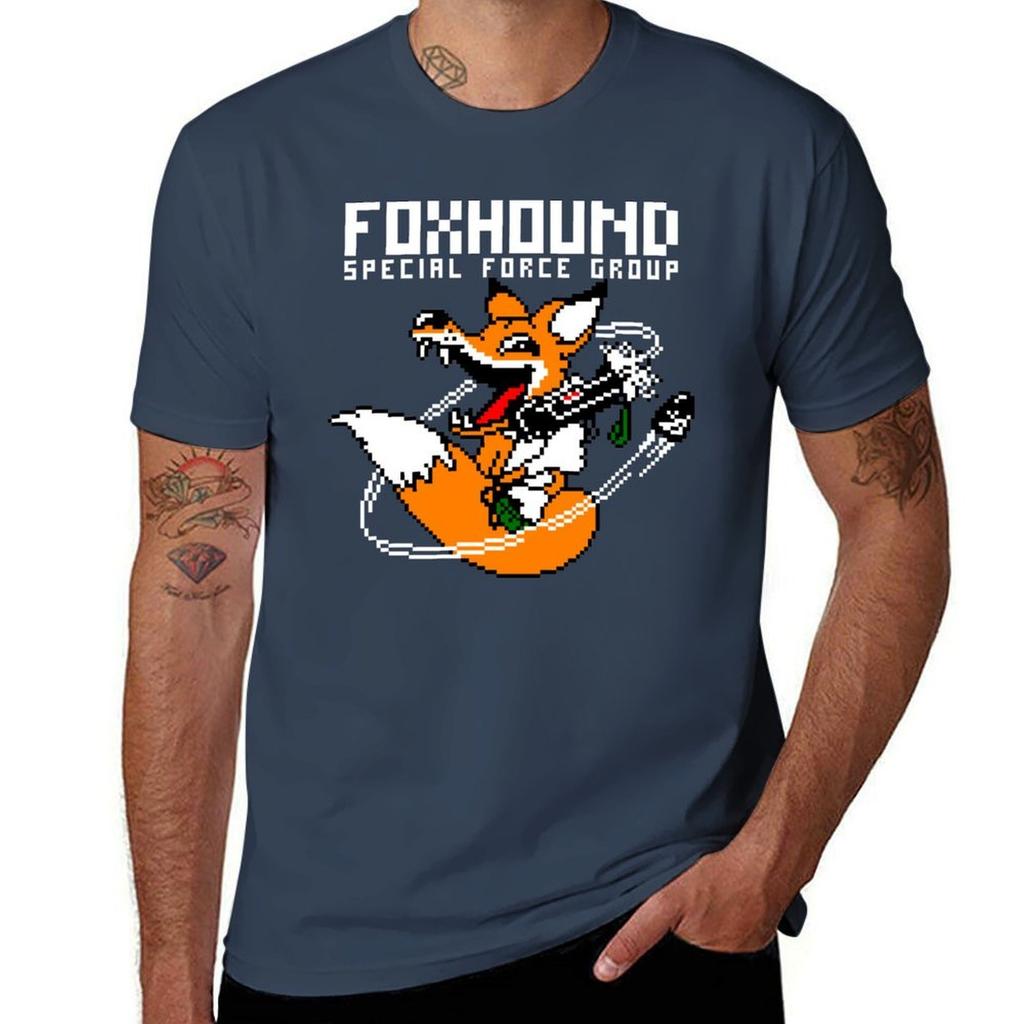 Foxhound Pixelart Fuchs Weißes T-Shirt Lässig Tägliche Kleidung Kurzarm Oberteil