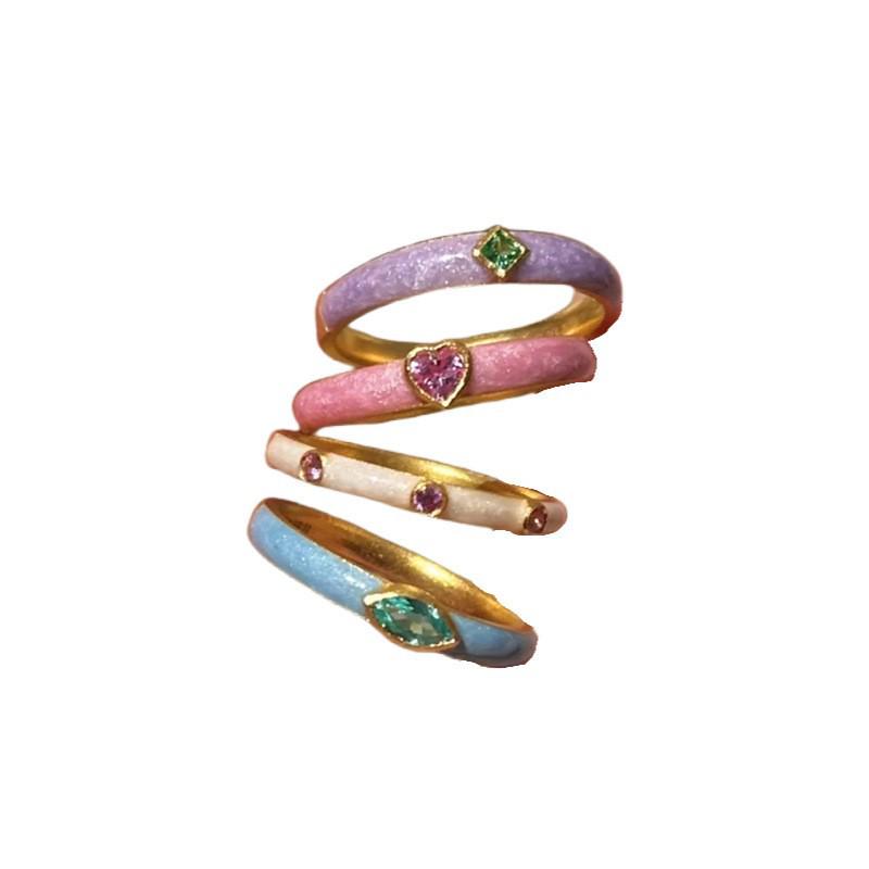 Bunter Zirkonia-Regenbogen-Offenring für Damen – Süßes, Cooles Stapelbares Design