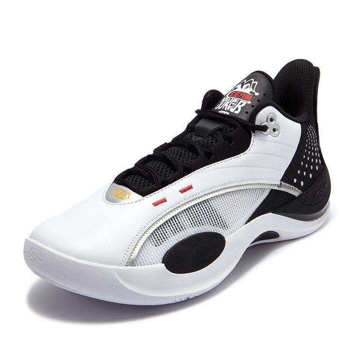 361 Cushioning Slip Resistant Abrasion Resistant Low top Basketball Shoes Men's White Black 572511105-1