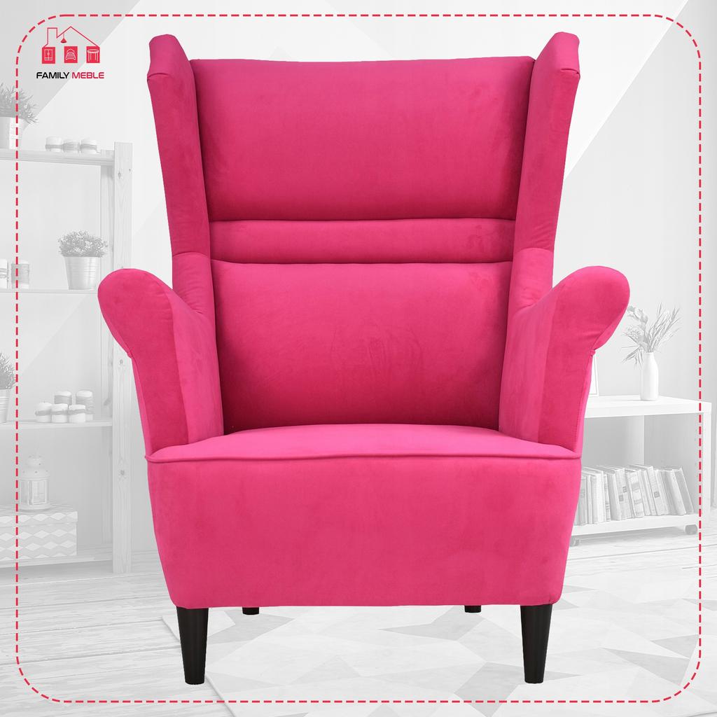 Zoja Scandinavian Family Furniture Wing Chair Fuchsia Magenta Pink Comfortable