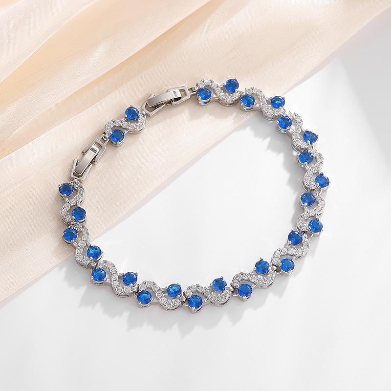 European & American Cross Inlaid Color Gem Bracelet - Luxurious Zirconia Crystal Jewelry for Women