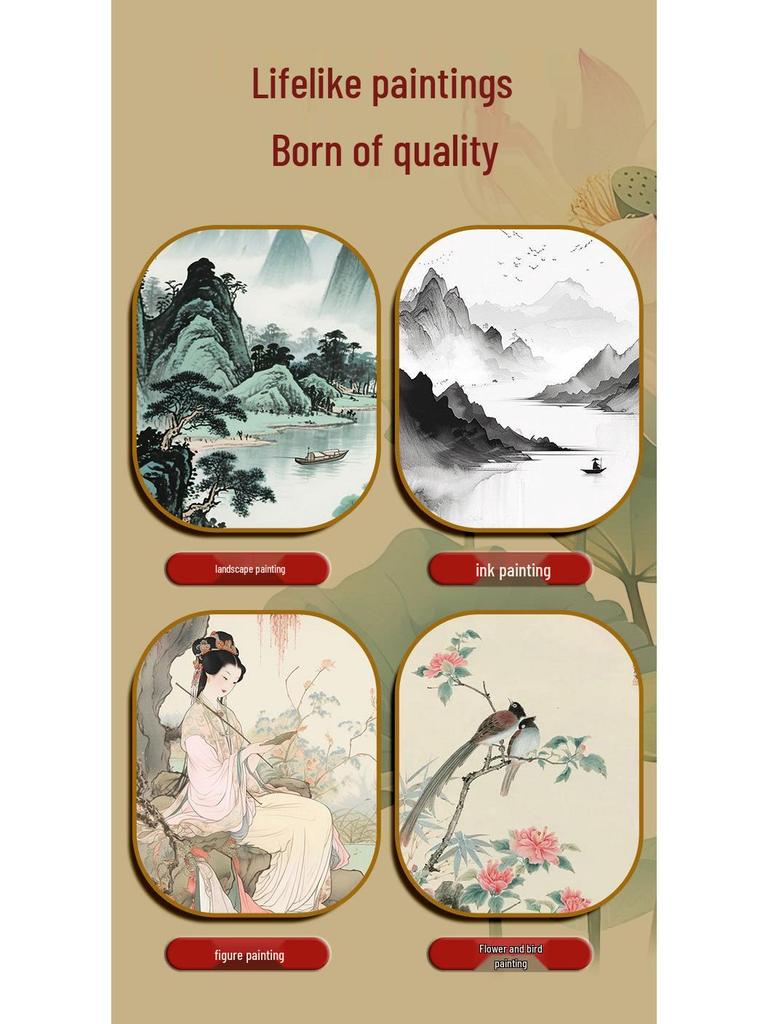 Mariin soubor nástrojů pro čínskou malbu: 12 nebo 24 barev pigmentů a štětce pro jemnou malbu