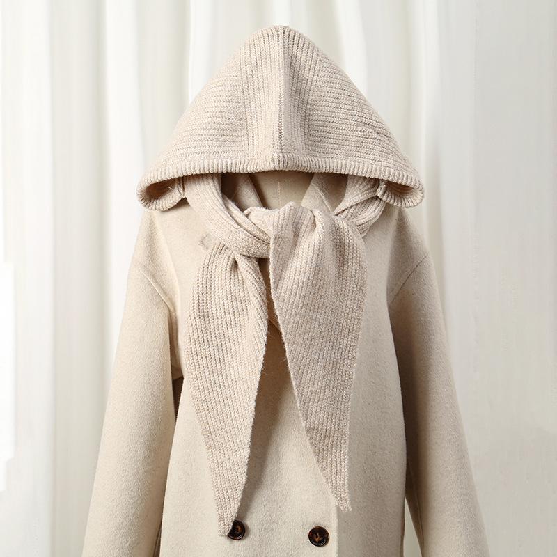 Женская зимняя вязаная шапка и шаль с шарфом для защиты шеи