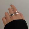 Punk Retro Black Love Ring Set Light Luxury Minority Exquisite Hiphop Ring Fashion Ring Female Couple Index Finger Ring