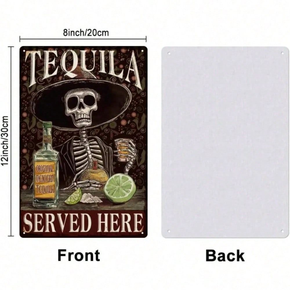 Metal Poster Wall Art, Vintage Skull Tin Sign, Bar Pub Decor
