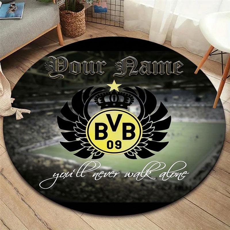 Borussia Custom Name Round Area Rug,Carpet Rug for Living Room Bedroom Sofa Playroom Decor,Non-slip Floor Mat
