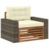 Outdoor Mid Size Sofa Solid Acacia Wood Natural Finish