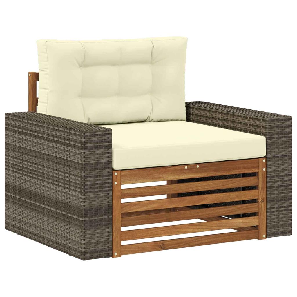 Outdoor Mid Size Sofa Solid Acacia Wood Natural Finish