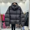 Womens Short Puffer Coat With White Goose Down Fill Loose Fit Stand Collar Thick Winter Jacket Small Stature