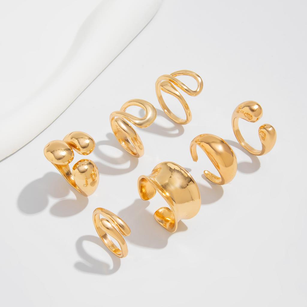 Simple Wide Face Geometric Chunky Ring Set for Women Men Irregularcross Hollow Open Rings Vacation Party Jewelry Charm Gold Silver Color