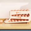 Egg Dispenser Storage Container for Refrigerator Side Door, Multi-Layer Slanted Egg Box for Kitchen, Cream Color