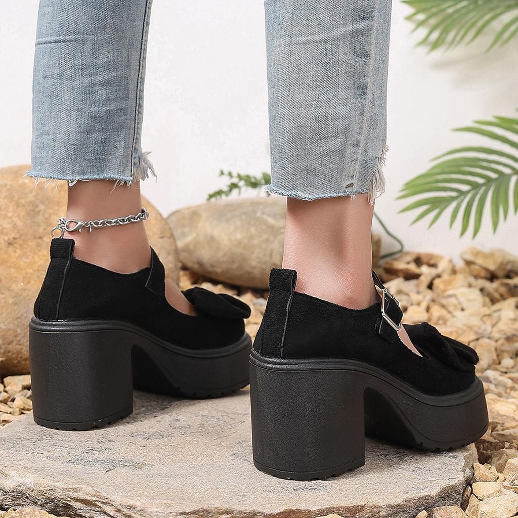 Fashion Black Super High Heels Mary Jane Shoes Women 2025 Goth Chunky Platform Pumps Woman Plus Size Ankle Buckle Party Lolita Shoes 42