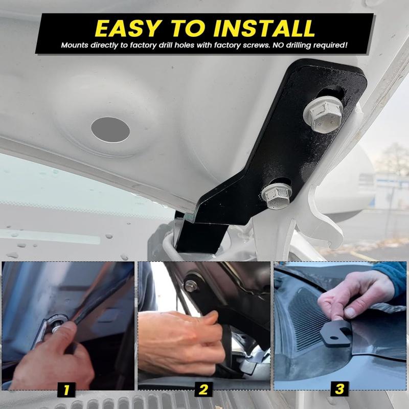 Hood Hinge Ditch Light Mount Brackets for Toyota Tacoma 2016-2021 3rd Gen Black Auxiliary Offroad Pod Work Light Mounting Kit