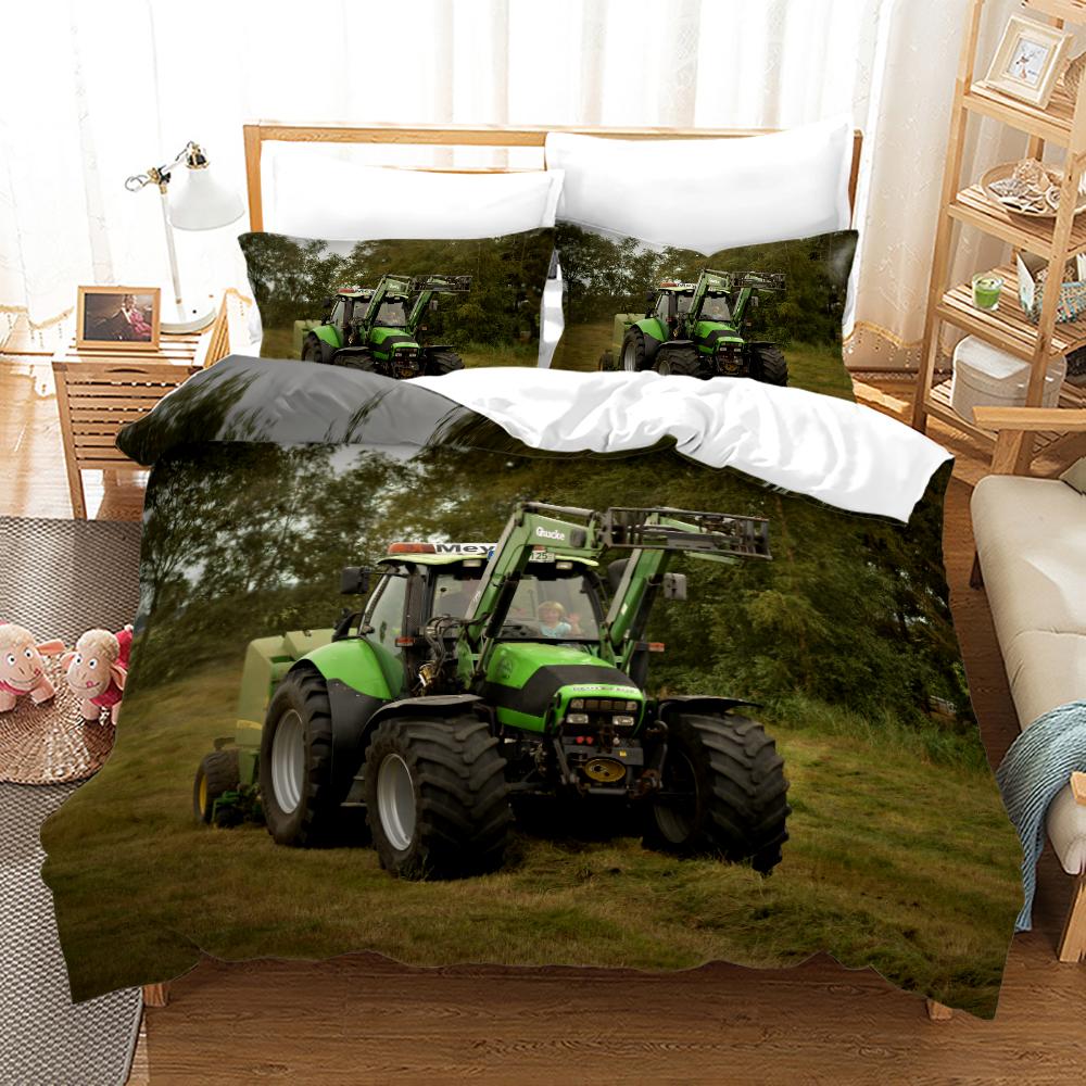 Tractor Duvet Cover Set Single Twin Full Queen King Size Sports Theme Bedding for Adult Bedroom 2 Piece Bedsheet