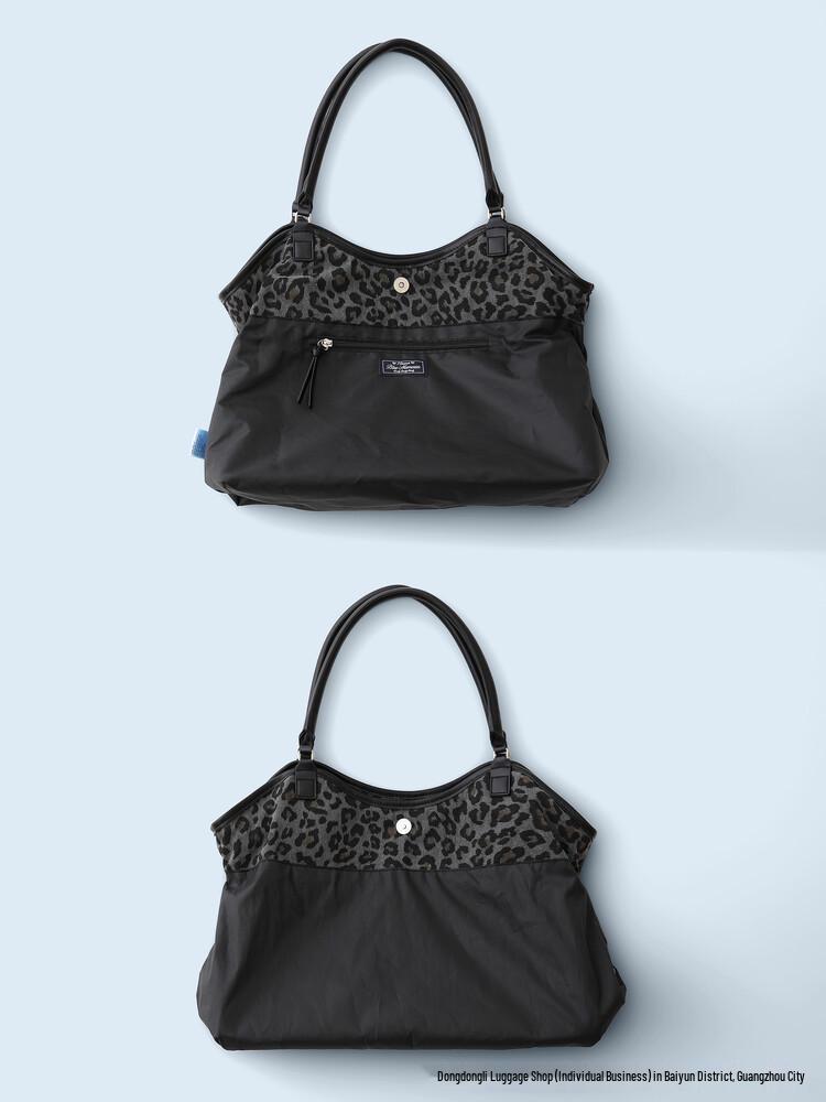 Borsa Tote Leopardata Blu a Pois Coreana - Borsa a Spalla Versatile Retrò