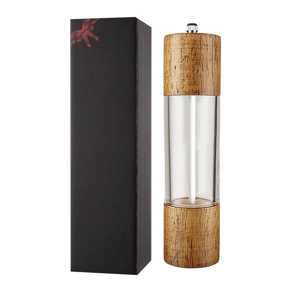 Manual Acrylic and Wood Grinder for Peppercorn Sea Salt and Spice Seasoning Bottle with Hand Crank Design for Kitchen Use
