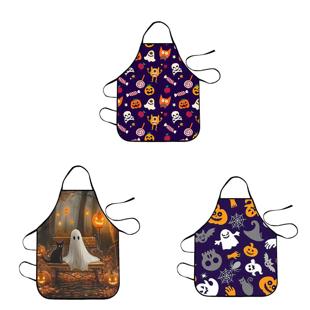 Halloween Ghost Pumpkin Waterproof Apron For Kids And Adults With Cartoon Design