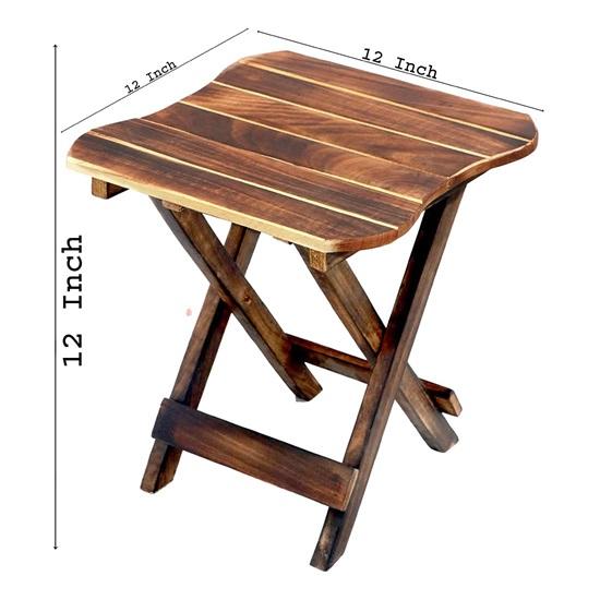 30.48 Cm Wooden Matte Finish Folding Stool For Living Room