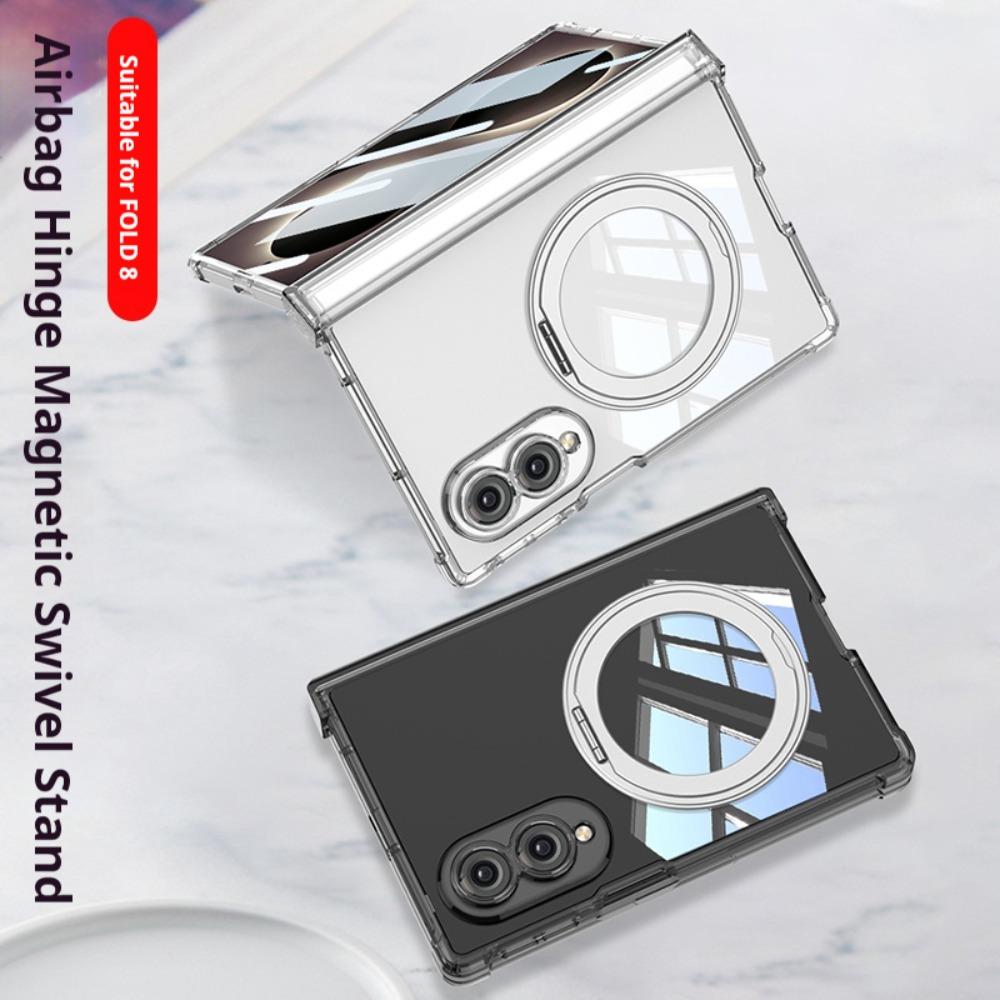 Luxury Rotatable Bracket for Magsafe Case for Samsung Galaxy Z Fold 8 Fold8 Transparent Screen Flim Hinge Airbag Protector Cover