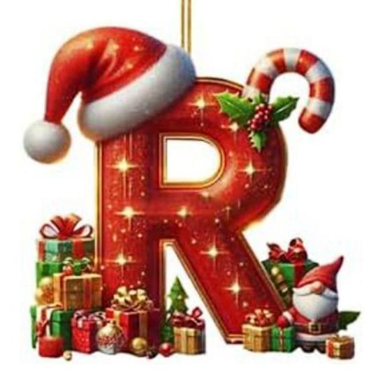 Red Initials Christmas Ornaments 2D Acrylic Personalized Gnomes Monogram Pendant with Santa Hat 26 Letters Christmas Tree Hanging Decoration for Xmas