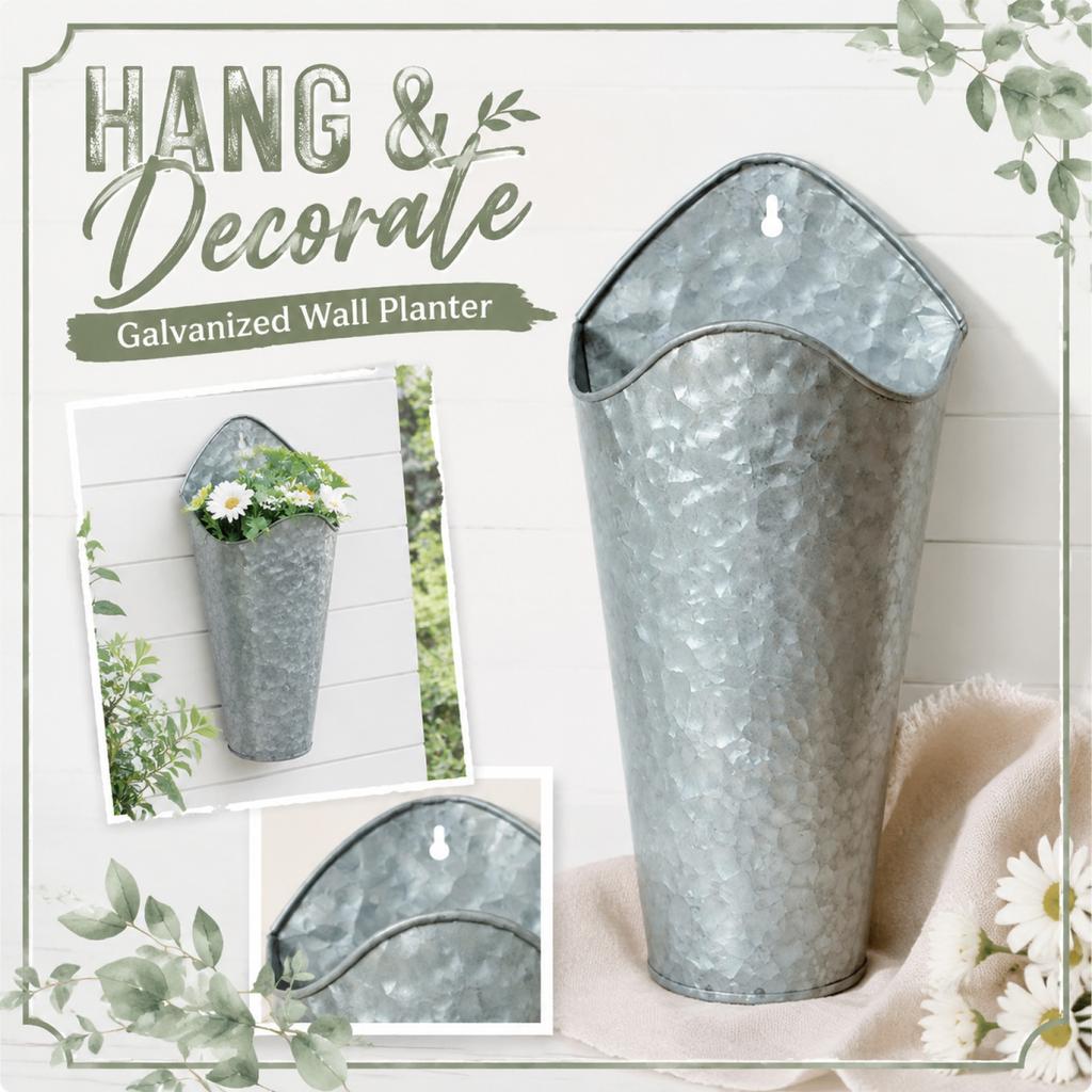 Verzinkter Metall-Wandhänge-Pflanztopf Rustikaler Vintage-Stil Dekorativer Behälter für den Innen- und Außenbereich Geeignet für Blumen, Kräuter und kleine Pflanzen