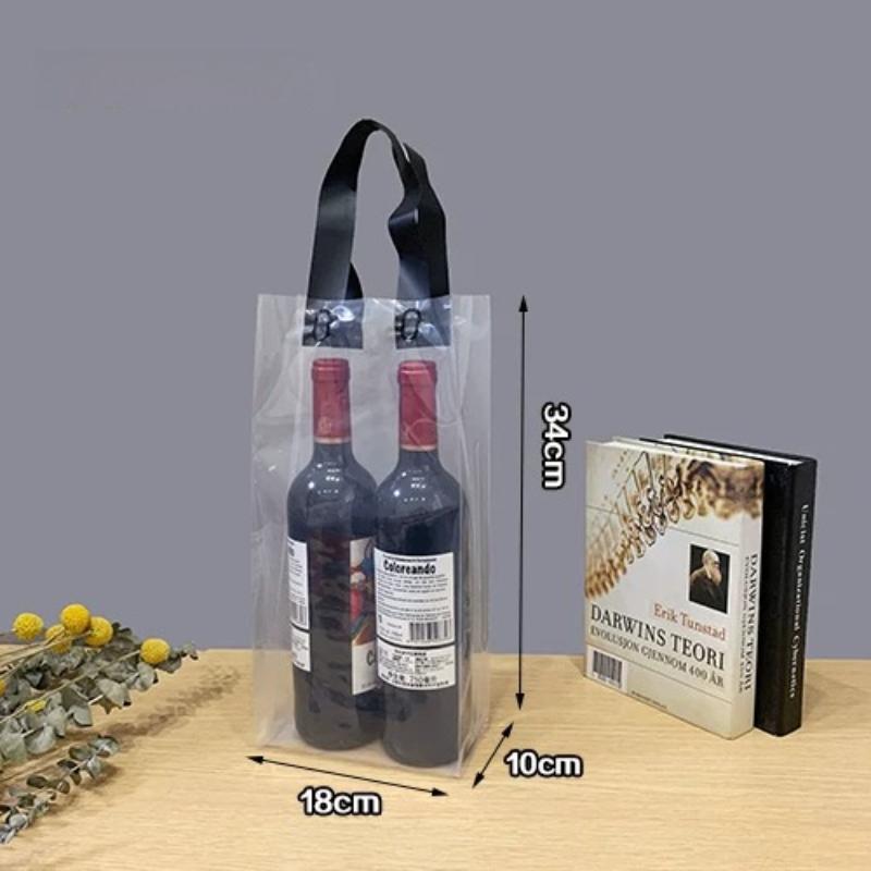 Friendly Transparent Plastic Bags Champagne Carbonated Beverage Packaging Sack Single Double Red Wine Gift Pouch Picnic Camping Barbecue Wine Bag