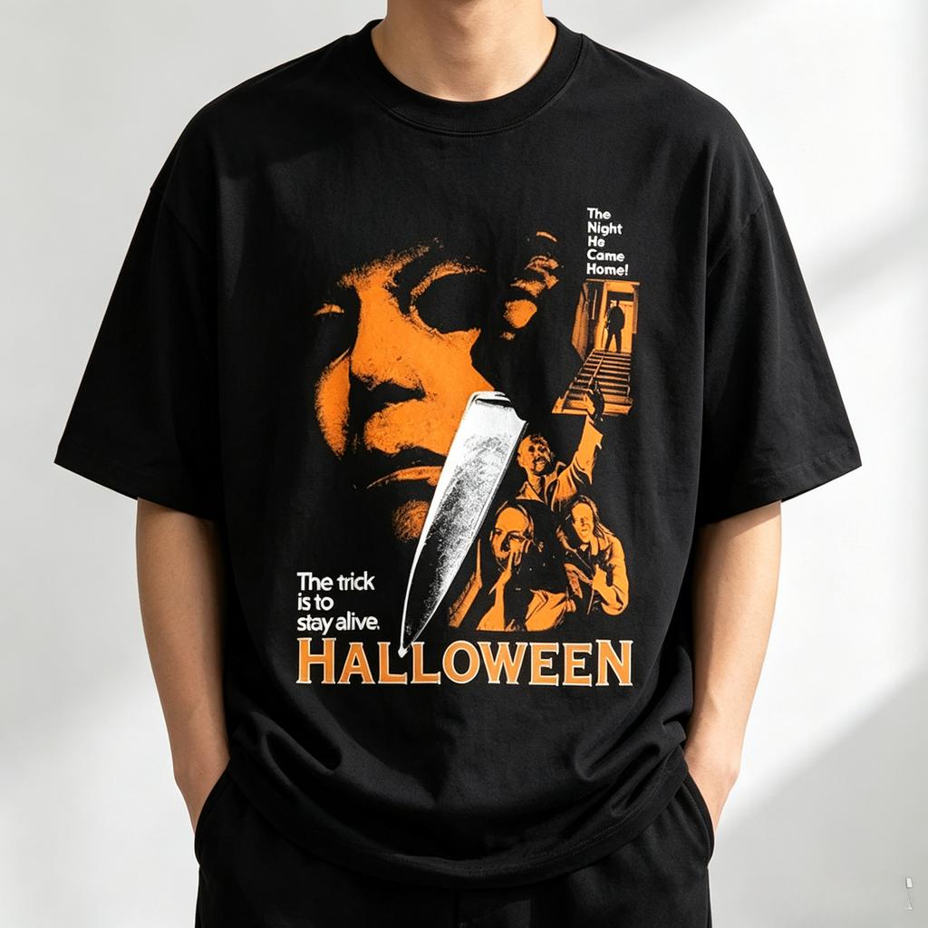 Unisex Modal Tshirt Halloween Horror Movie Michael Myers Graphic Print Oneck Short Sleeve Streetwear Casual Party Tees Tops