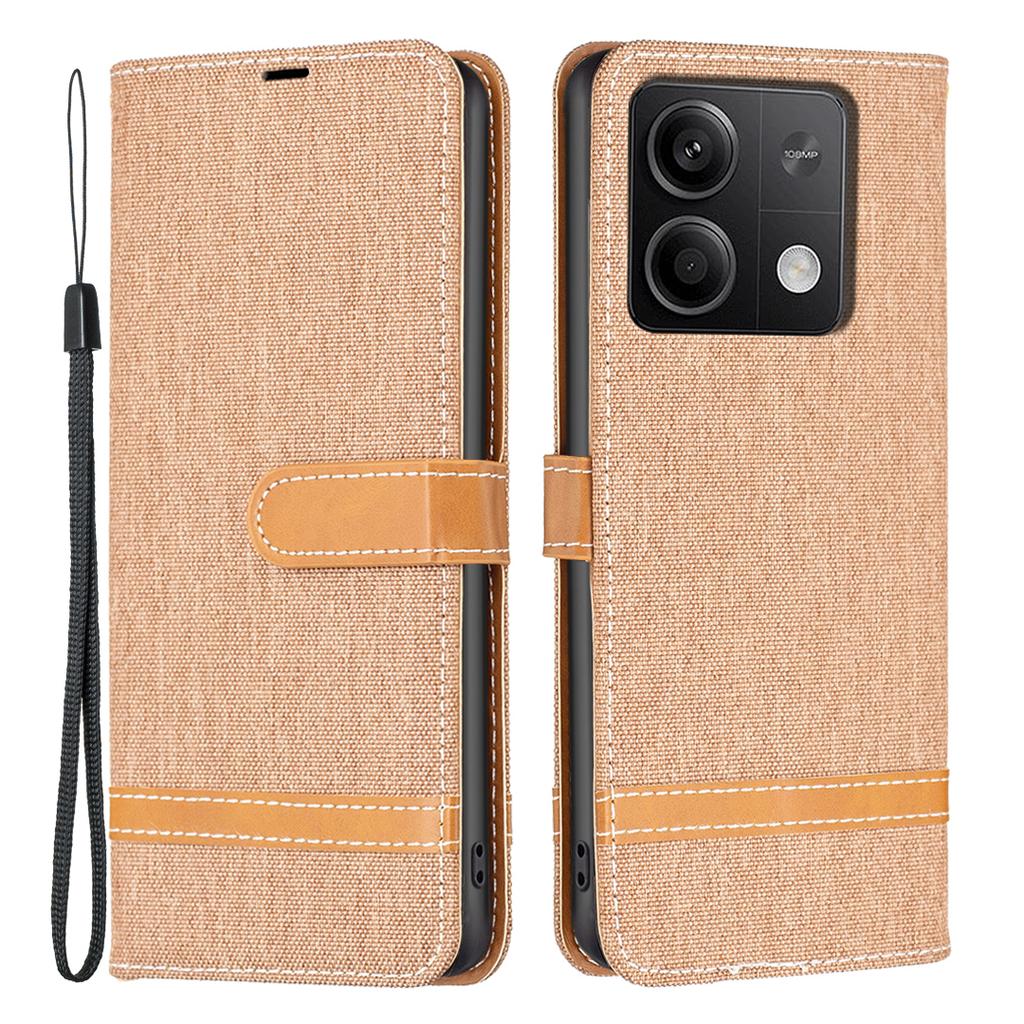 For Xiaomi Redmi Note 13 5G Leather Phone Case Wallet Cover Jeans Cloth Splicing