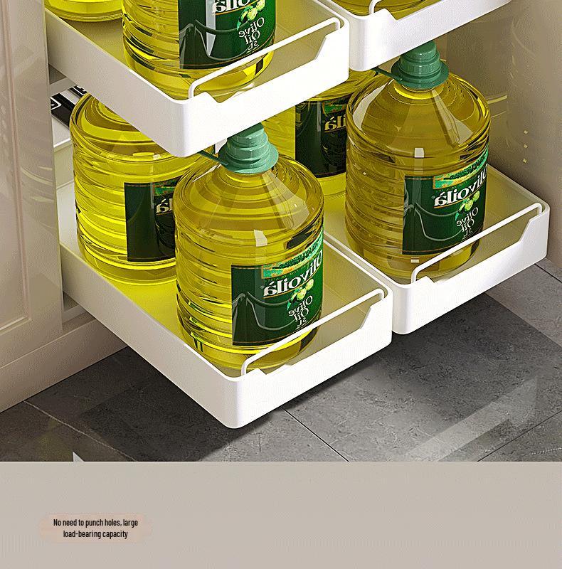 No-Install Spice Rack & Drawer Basket for Under-Sink Kitchen Storage