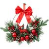 Plastic Holiday Wreath with Open-Center Shape and Top Bowknot Loop for a Vertical Christmas Presentation at Gatherings