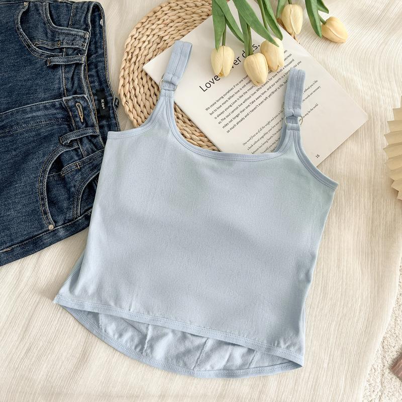 Fashion Printed Iron Buckle Small Suspender with Chest Pad Vest for Women's High-end Sense Inside Slim Fit Outside Spice Girl Pure Desire Top