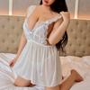 Erotic Lingerie Women's Sexy Back Open Fork Nightgown Lace Transparent Hot Temptation Big Size Dress Europe United States-style
