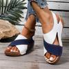 Sandali da donna con zeppa a contrasto e tacco alto, scarpe casual a punta aperta con suola spessa, comodi sandali con cinturino alla caviglia