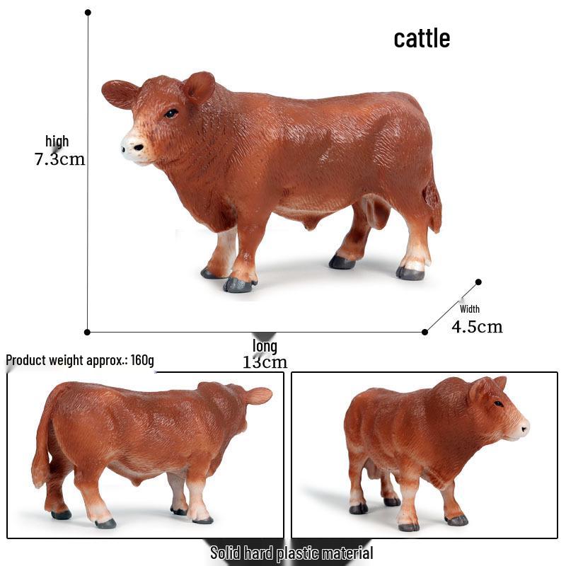 Children's Cognitive Animal Model Toy: Yellow Cow, Buffalo, Rhinoceros, Zebu, Bison, Bull Figurine.