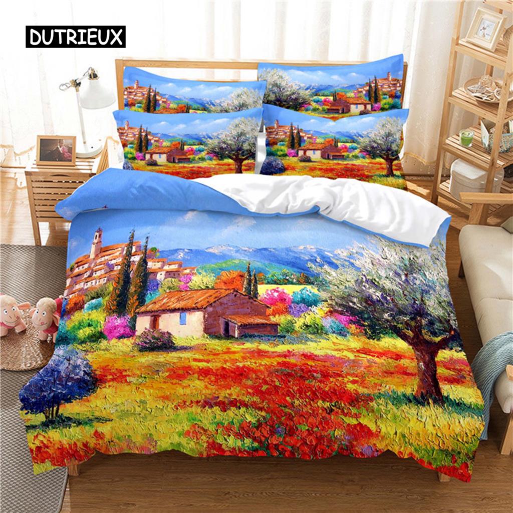 Landscape Painting Bedding Set Duvet Cover Set 3d Bedding Digital Printing Bed Linen Queen Size Bedding Set Fashion Design