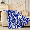 Marbled Blue and White Pattern Throw 240g Lightweight Flannel Blanket, Soft Skin Throw Blanket for Sofa Bedroom