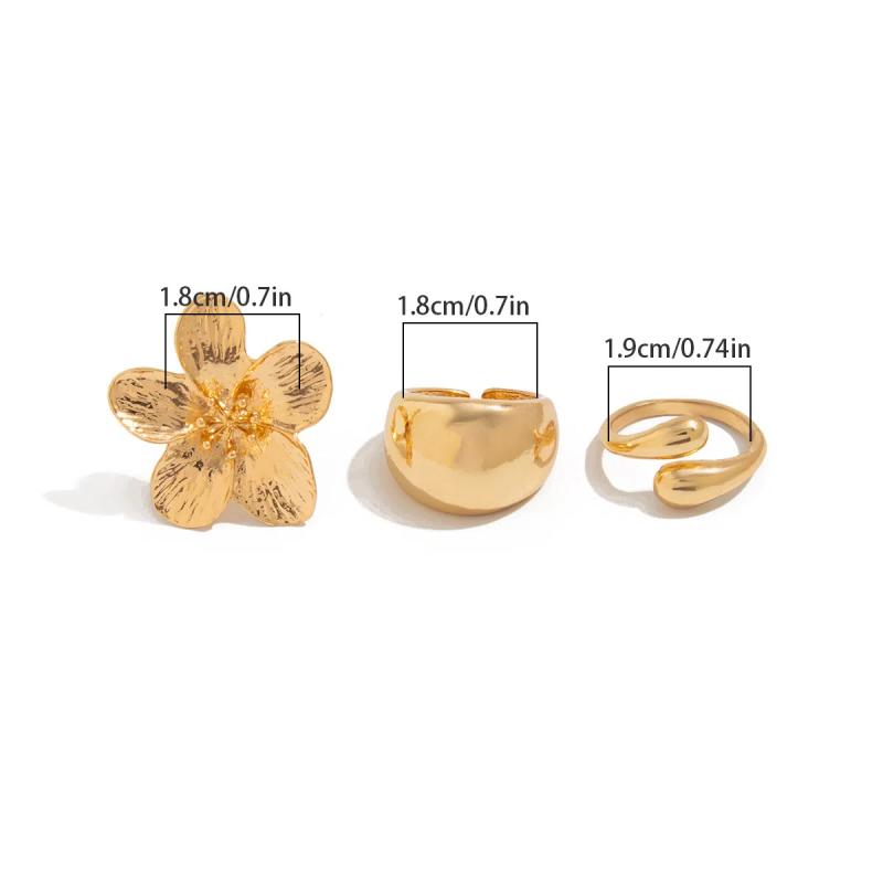 Retro Punk Metel Irregular Exaggerated Flower Ring For Women Elegant Baroque Pearl Open Ring Jewelry Accessories Gifts